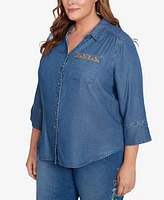 Alfred Dunner Plus Embroidered Butterfly Top