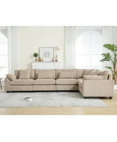 Corduroy Modular Sofa, 5-Seat, Brown