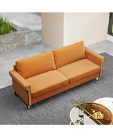 Modern Velvet Sofa with Gold Legs & Deep Cushions (76.34