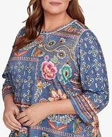 Alfred Dunner Plus Floral Patch Top