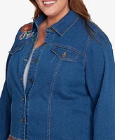 Alfred Dunner Plus Embroidered Denim Jacket