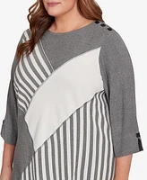Alfred Dunner Plus Diagonal Stripe Top