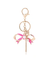 Juicy Couture Bow Charm Keychain – Stylish Gold & Pink Bling Accessory