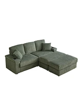 Comfy 3-Seater Corduroy Sofa with Storage Spaces
