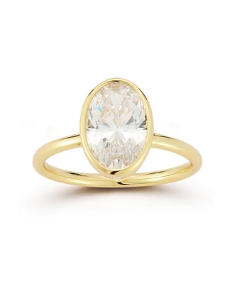 Rachel Zoe 14K Gold Plated Sterling Silver Oval Cut Solitaire Ring