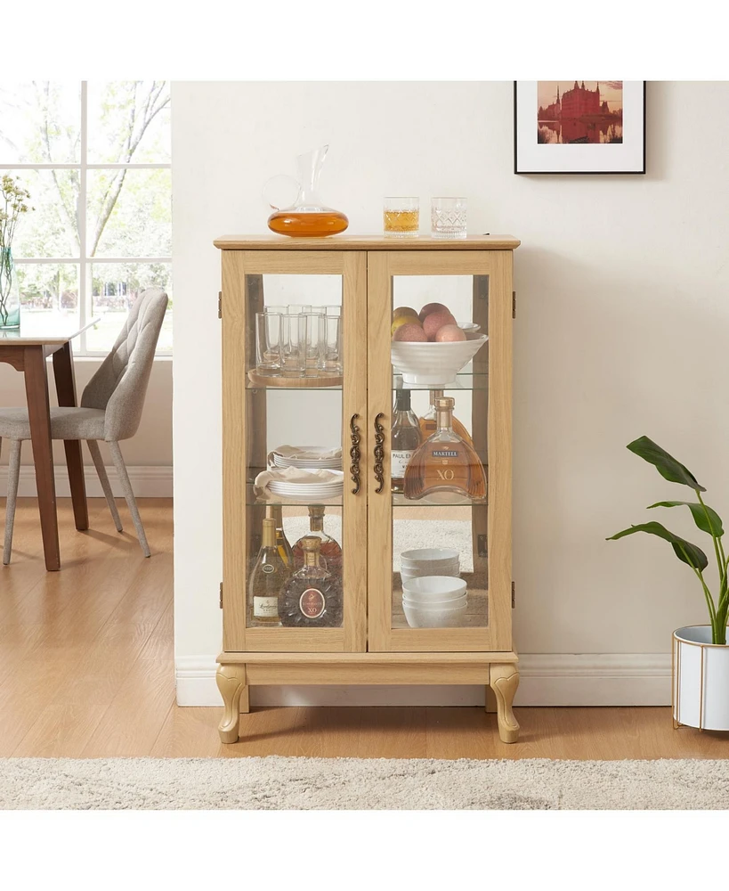 Elegant Curio Cabinet with Mirrored Back and Adjustable Shelves