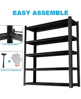 72.05 Inch Tall Black Metal Shelves with 5 Removable Dividers Are High Capacity and Load Bearing for Garages, Kitchens and Offices.