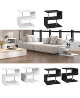 Coffee Tables for Living Room Modern Black Coffee Table with S-Shaped 3 Tiers Open Storage Shelf Matte Center Sofa Tea Table for Home Office Furniture