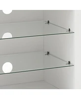 Tv Stand Electric Fireplace Glass Shelves
