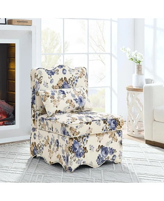 Flannel Dining Chair with Cushion and Pillow - Blue
