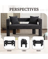 Modern Comfy 2-Seater Chenille Loveseat (Carbon Black)