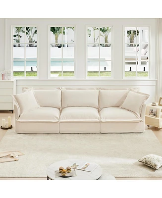 Modern 3-Seater Sofa with Supple Arms and Plush Pillows