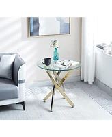 Modern Round Tempered Glass End Table With Chrome Legs