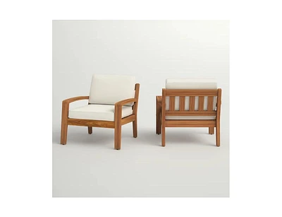 Grenada Club Chairs Acacia Wood and Sunbrella Cushions for Outdoor Comfort