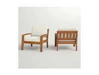 Grenada Club Chairs Acacia Wood and Sunbrella Cushions for Outdoor Comfort