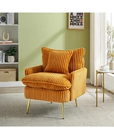 30.31 inch single chair Fashion sofa, yellow sofa, coarse corduroy fabric, soft and comfortable, suitable for apartment office living room bedroom mee