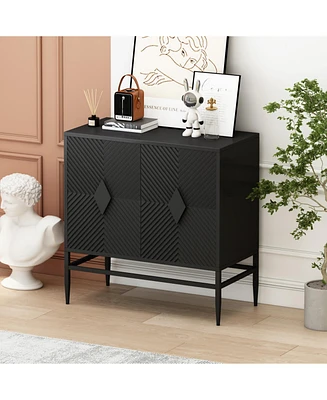 31.50" Modern 2 Door Wooden Storage Cabinet Accent Cabinet with Metal Leg Featuring Two-tier Storage, for Living Room, Entryway and Dining Room,