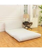 Large Folding Matress Sofa Bean Bag Bed, Foam Filling Folding Matress Sofa, Includes Removable and Machine Washable Cover, Soft Premium Faux Fur