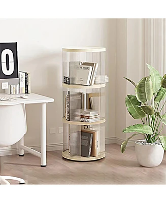 360 Rotating Bookshelf, Small Corner Bookcase with Small Footprint, 3 Tier Floor Standing Bookcasefor Kids&Adults, Narrow Book Shelf Organizer for Bed
