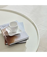 35.43''Fiberglass Cream Style Coffee Table for Living Room,Apartment,Matte White Table front of the Sofa, Irregular Center Table,No Need Assembly