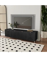 Extendable Tv Cabinet with Storage, Adjustable Shelves, Lacquered Wood Veneer