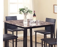 Citico Metal Counter Height Dining Table with Laminated Faux Marble Top, Black