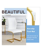 Luxury White Pu Dining Chair Set - Gold Legs (8 Chairs)