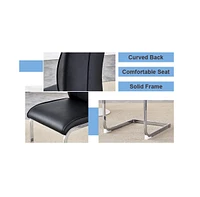 Arch Dining Chairs - Black Pu, Silver Legs (Set of 6)