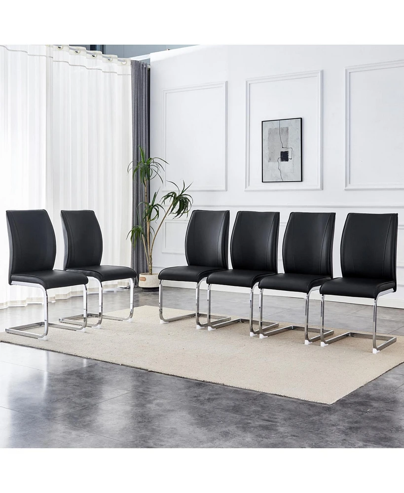 Arch Dining Chairs - Black Pu, Silver Legs (Set of 6)