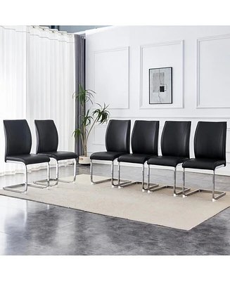 Arch Dining Chairs - Black Pu, Silver Legs (Set of 6)