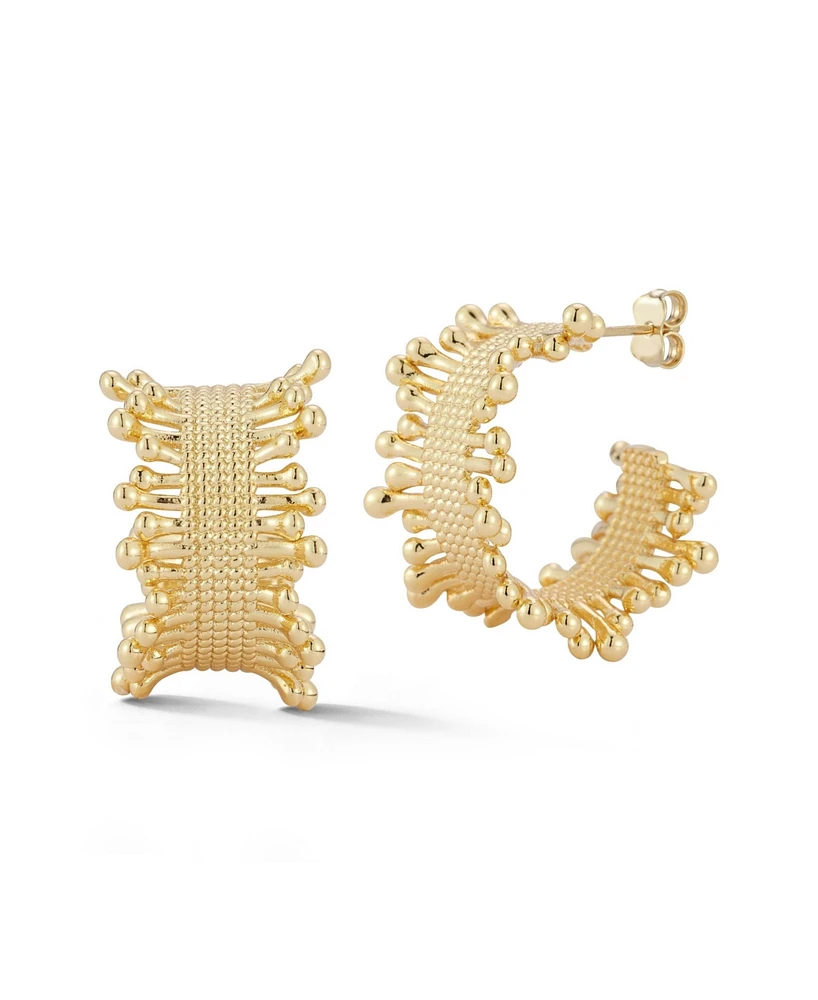 Rachel Zoe Gold Embellished Hoop Earrings