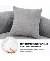 4-Seater Light Gray Sofa with Chenille Fabric and Pillows