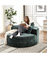 55''L Chenille Sponge single sofa,No Assembly Required,Fluffy Modern Sleeper Chair for Living room, Bedroom, Lounge and Projection Room(Not a swivel c