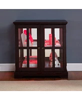Led Display Cabinet with Adjustable Shelves, Lattice Doors