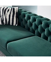 Chesterfield Modern Tufted Velvet Living Room Sofa, 84.25"W Couch,Green