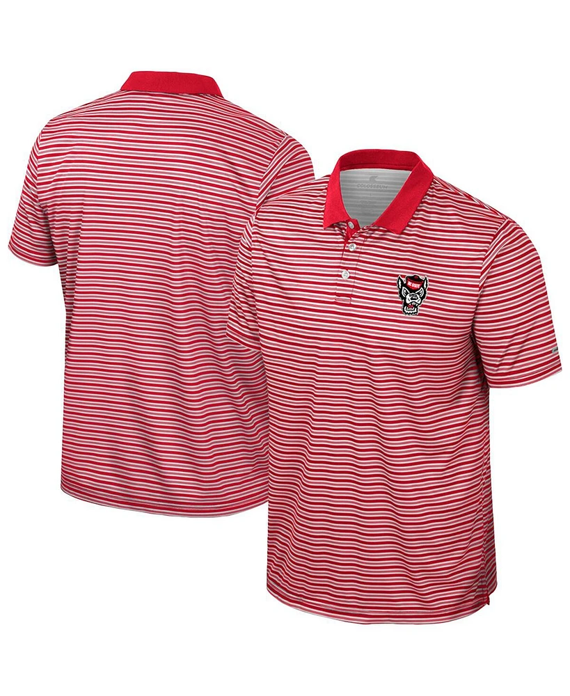 Colosseum Men's Red Nc State Wolfpack Striped Polo Shirt