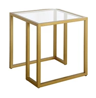 Sleek Square Glass Accent Table with Durable Metal Legs