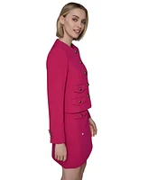 Karl Lagerfeld Paris Women's Collarless Four-Pocket Crop Blazer