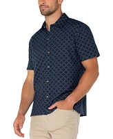 Liverpool Los Angeles Men's Short Sleeve Diamond Dash Print Button-Front Shirt