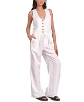 Elan Women's Sleeveless Button-Front Halter Vest