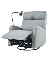 Swivel Recliner Rocking Chair, 360 Glider for Home, Living Room, Theater (Blue-Gray)