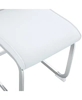 Luxury Simple Arch Chair - Set of 6 White Pu Material High Resilience Dining Chair with Arched Metal Silver Leg