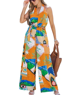 Cupshe Women's Tropical Paradise Wide Leg Jumpsuit