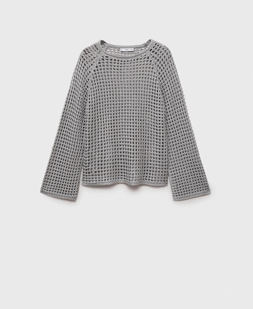 Mango Women's Long Sleeve Crochet Sweater