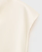Mango Women's Draped Neck Satin Blouse