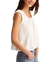 Lucky Brand Women's Cotton Smocked Tie-Neck Sleeveless Top