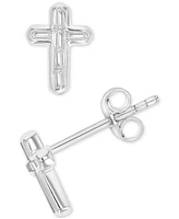 2-Pc. Set Cubic Zirconia Cross Stud Earrings in Sterling Silver & 14k Gold-Plate