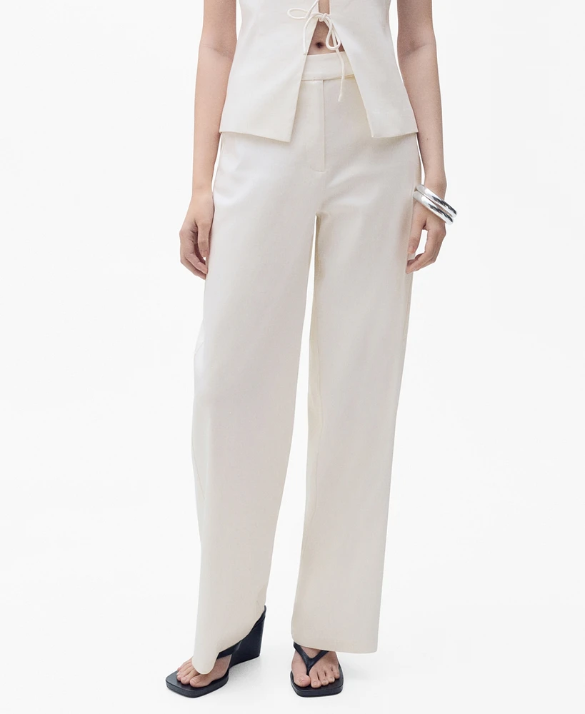 Mango Women's Straight Mid-Rise Pants