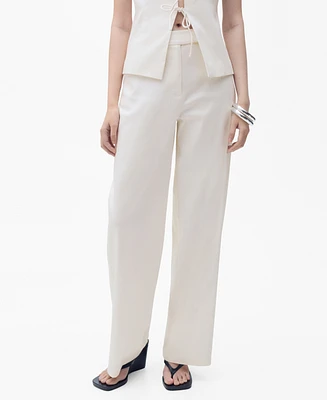 Mango Women's Straight Mid-Rise Pants