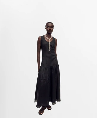 Mango Women's Ruffled Linen-Blend Dress